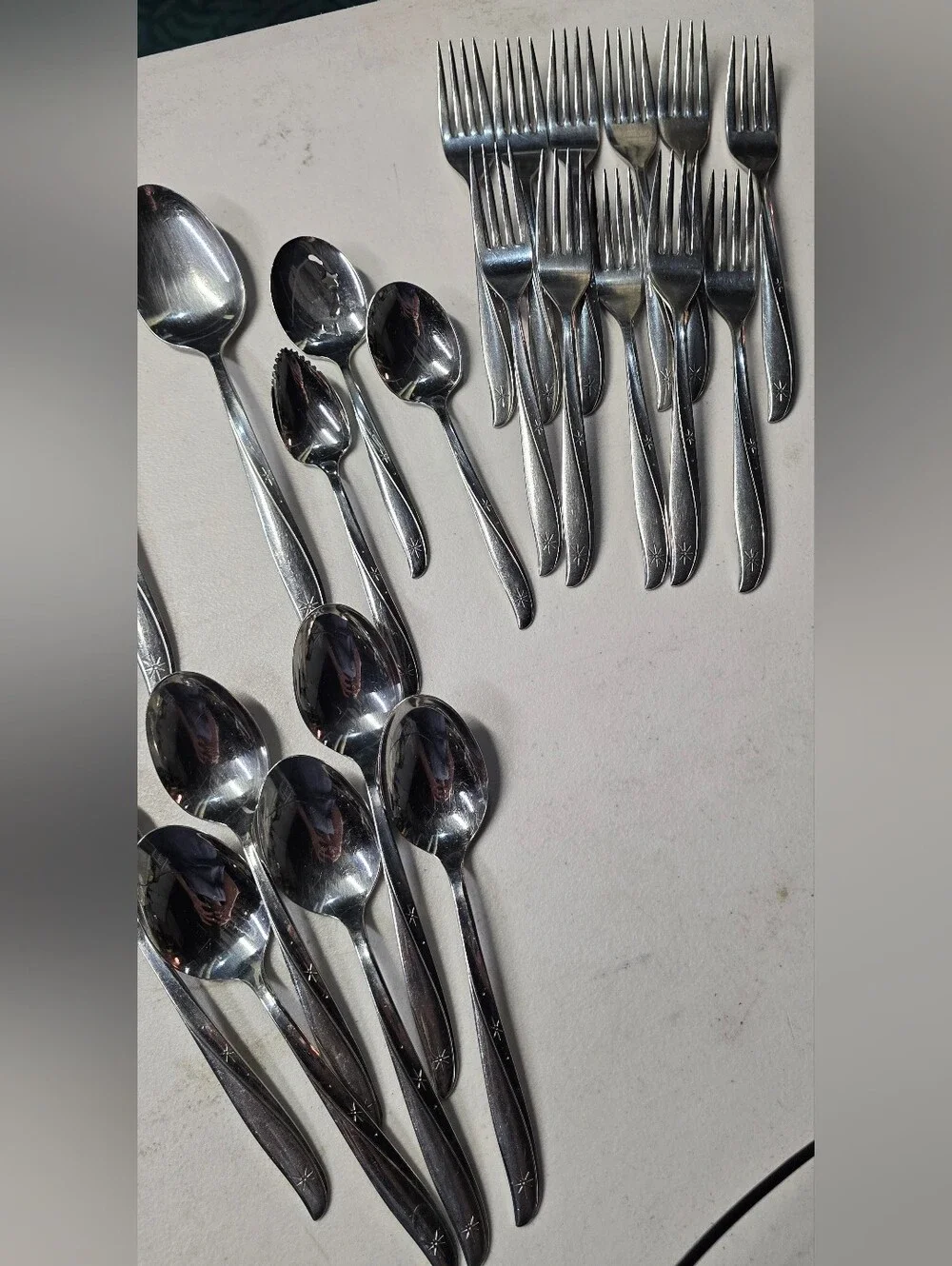 45 Pc. Oneida TWIN STAR Atomic Community Stainless Flatware Serving Utensil MCM